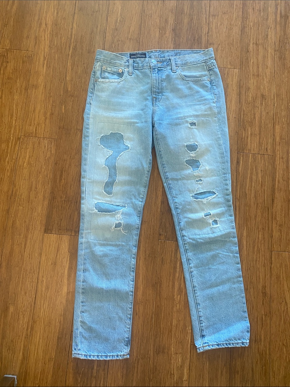 J. Crew Light Blue Distressed Skinny Jeans